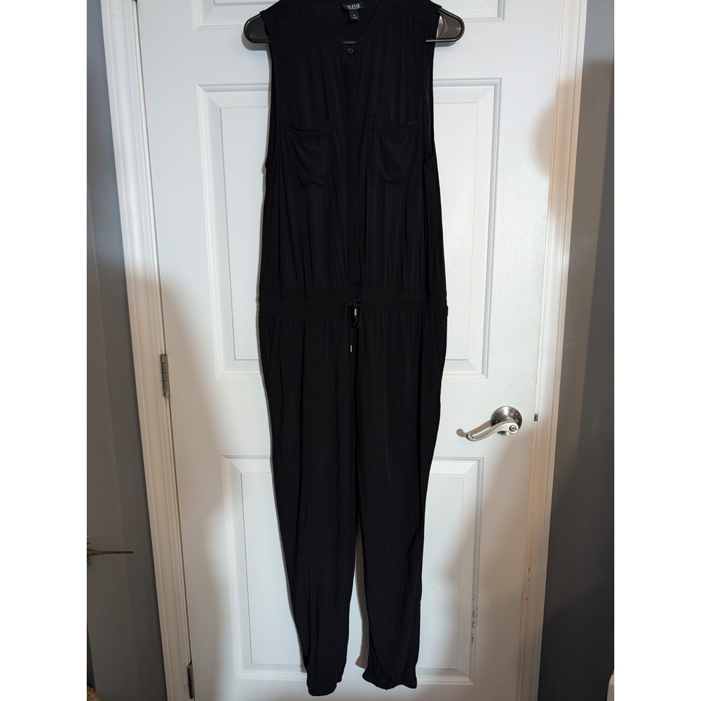 ANA Black Utility Jumpsuit M Sleeveless Cargo Pocket Drawstring Jogger